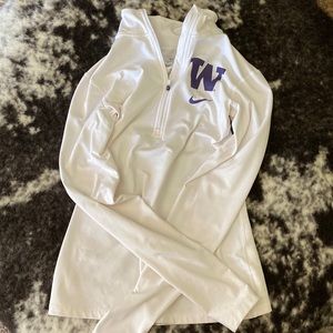 University of Washington White Nike DRI-FIT Logos/ Long sleeve Track Jacket.